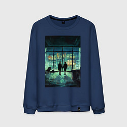 Свитшот хлопковый мужской Взор в даль, цвет: тёмно-синий