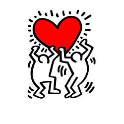 Свитшот хлопковый мужской Человечки держат сердце, цвет: белый — фото 2