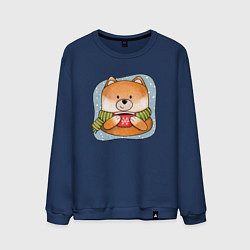 Свитшот хлопковый мужской Лис и кофе, цвет: тёмно-синий