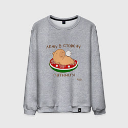 Мужской свитшот Капибара: лежу в сторону пятницы