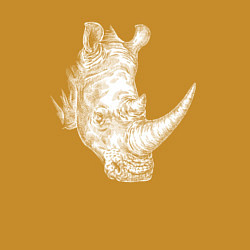 Свитшот хлопковый мужской Голова носорога белого, цвет: горчичный — фото 2