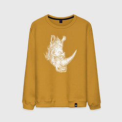 Свитшот хлопковый мужской Голова носорога белого, цвет: горчичный