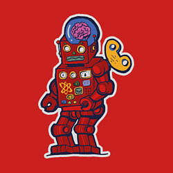 Свитшот хлопковый мужской Ретро робот будущего, цвет: красный — фото 2