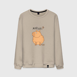 Свитшот хлопковый мужской Мем капибара: жрешь, цвет: миндальный