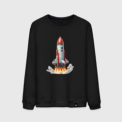 Свитшот хлопковый мужской Запуск космического корабля, цвет: черный