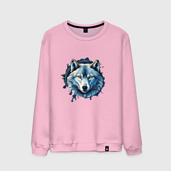 Свитшот хлопковый мужской Полярный волк, цвет: светло-розовый