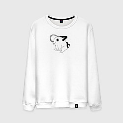 Свитшот хлопковый мужской Зверек Почито Человек бензопила, цвет: белый