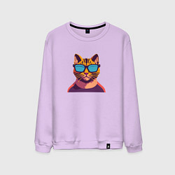 Свитшот хлопковый мужской Модный кот, цвет: лаванда