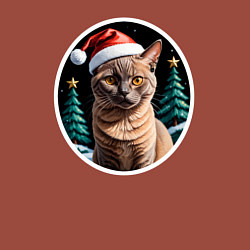 Свитшот хлопковый мужской Кот Бурманской породы в новогодней шапке, цвет: кирпичный — фото 2