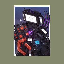 Свитшот хлопковый мужской ТВ Мен со Спикерменом и Камераменом, цвет: авокадо — фото 2