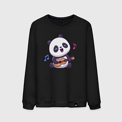 Свитшот хлопковый мужской Панда с гитарой, цвет: черный