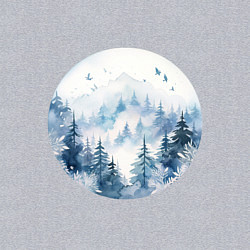 Свитшот хлопковый мужской Горы в тумане в круге, цвет: меланж — фото 2