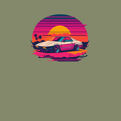 Свитшот хлопковый мужской Синтвейв закат, цвет: авокадо — фото 2