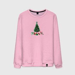 Свитшот хлопковый мужской Рождественская ель, цвет: светло-розовый