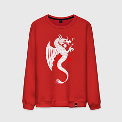 Свитшот хлопковый мужской Японский дракон art, цвет: красный
