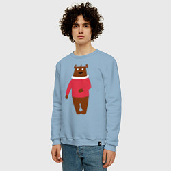 Свитшот хлопковый мужской Мишка в свитере, цвет: мягкое небо — фото 2