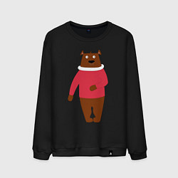 Свитшот хлопковый мужской Мишка в свитере, цвет: черный