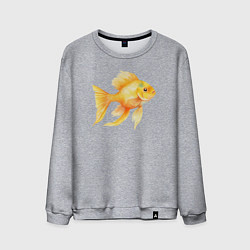 Свитшот хлопковый мужской Желтая золотая рыбка - акварель, цвет: меланж