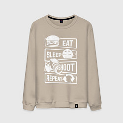 Свитшот хлопковый мужской Еда сон фото, цвет: миндальный