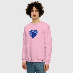 Свитшот хлопковый мужской Синее алмазное сердце, цвет: светло-розовый — фото 2