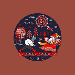 Свитшот хлопковый мужской Кот и лиса из сказки, цвет: кирпичный — фото 2