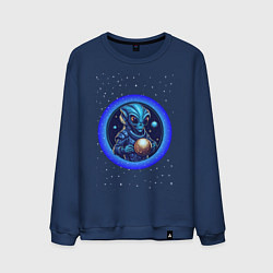 Свитшот хлопковый мужской Космический новый год, цвет: тёмно-синий
