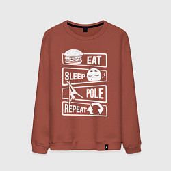 Свитшот хлопковый мужской Еда сон пилон, цвет: кирпичный