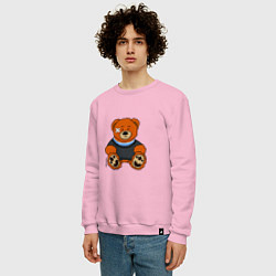 Свитшот хлопковый мужской Медведь Вова с пластырем, цвет: светло-розовый — фото 2
