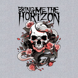 Свитшот хлопковый мужской Bring Me the Horizon - A skull with roses, цвет: меланж — фото 2
