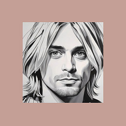 Свитшот хлопковый мужской Портрет Кобейн, цвет: пыльно-розовый — фото 2