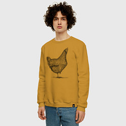 Свитшот хлопковый мужской Курица, цвет: горчичный — фото 2