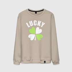 Свитшот хлопковый мужской Lucky day, цвет: миндальный