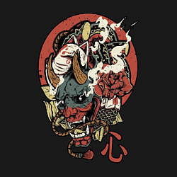 Свитшот хлопковый мужской Демон - маска, цвет: черный — фото 2