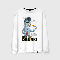Свитшот хлопковый мужской К черту работу - давайте выпьем, цвет: белый