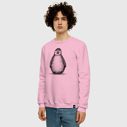 Свитшот хлопковый мужской Пингвиненок спереди, цвет: светло-розовый — фото 2