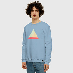 Свитшот хлопковый мужской Абстрактные цветные треугольники, цвет: мягкое небо — фото 2