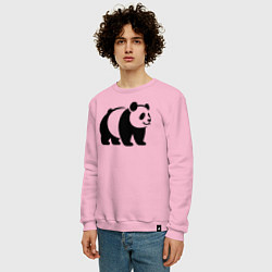 Свитшот хлопковый мужской Стоящая на четырёх лапах чёрная панда, цвет: светло-розовый — фото 2