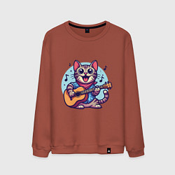 Мужской свитшот Полосатый кот играет на гитаре