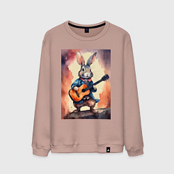 Мужской свитшот Милый романтичный кролик c гитарой