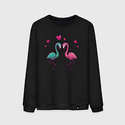 Свитшот хлопковый мужской Flamingo love, цвет: черный