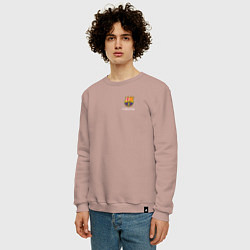 Свитшот хлопковый мужской Футбольный клуб Барселона - с эмблемой, цвет: пыльно-розовый — фото 2