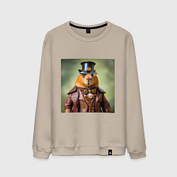 Мужской свитшот Мем капибара в очках в стиле стимпанк