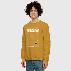 Свитшот хлопковый мужской Perceive streetwear, цвет: горчичный — фото 2