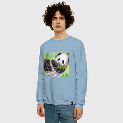 Свитшот хлопковый мужской Панда медвед, цвет: мягкое небо — фото 2
