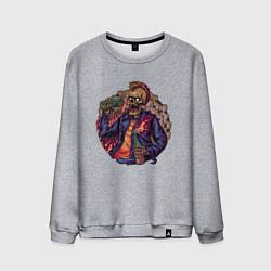 Мужской свитшот Скелет панк пьет виноводочное