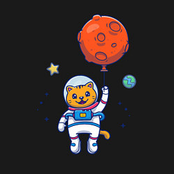 Свитшот хлопковый мужской Котик с космическим шариком, цвет: черный — фото 2