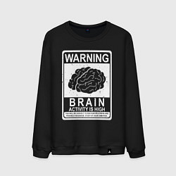 Свитшот хлопковый мужской Warning - high brain activity, цвет: черный