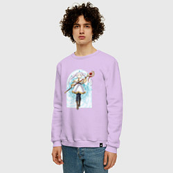 Свитшот хлопковый мужской Фрирен с посохом, цвет: лаванда — фото 2