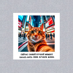 Свитшот хлопковый мужской Рыжий кот: момент начать жить свою лучшую жизнь, цвет: меланж — фото 2