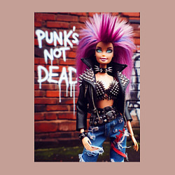 Свитшот хлопковый мужской Punks not dead - cool Barbie ai art, цвет: пыльно-розовый — фото 2